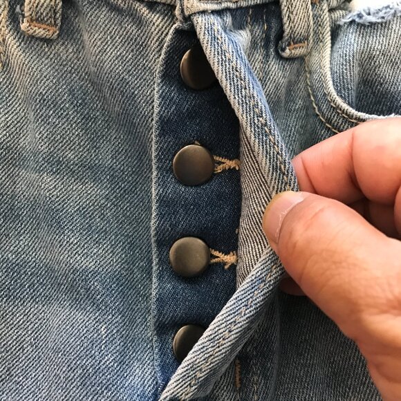 Cello Jean Women 00/23 Blue High Rise Distressed Destroyed Button Fly Preppy - Picture 11 of 14